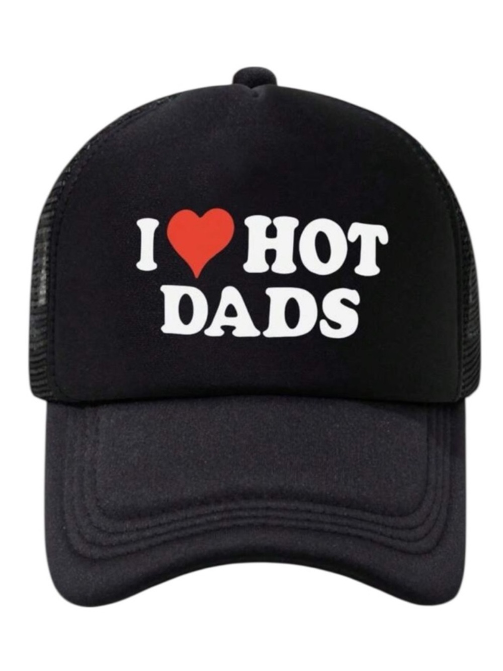 🪷 “I ❤️ Hot Dads” Black Trucker Hat